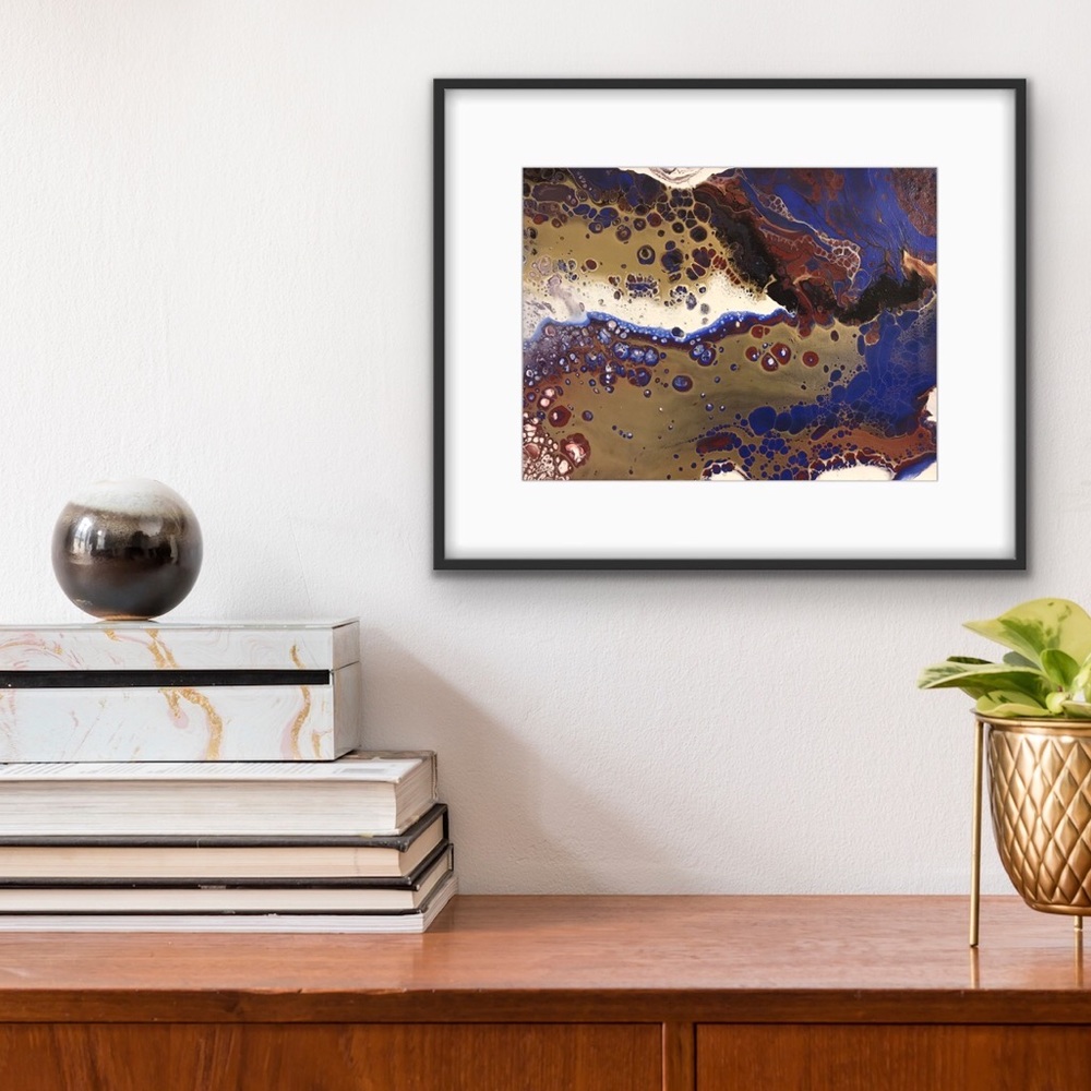 Signed Original abstract fluid acrylic painting 12 x 16